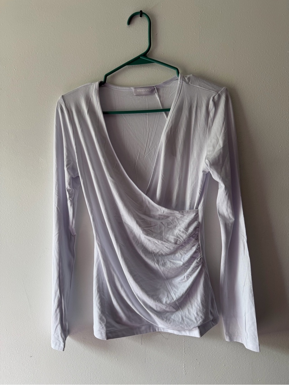 Mango Lavender Wrap-Style Long Sleeve Top